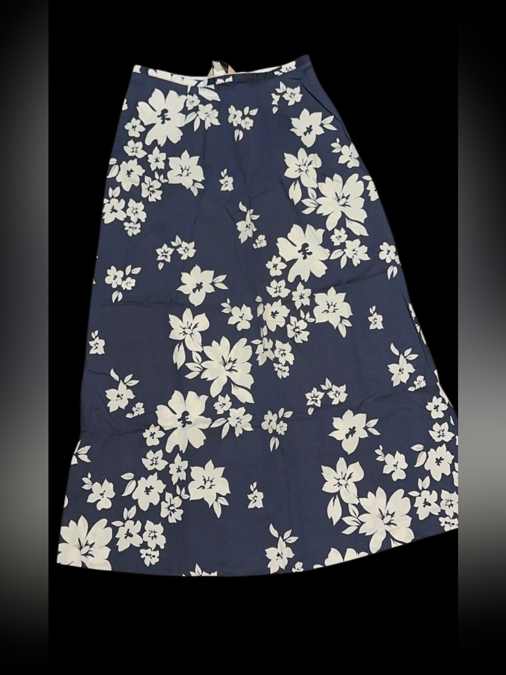 Michele Navy Blue Skirt with White Floral Print